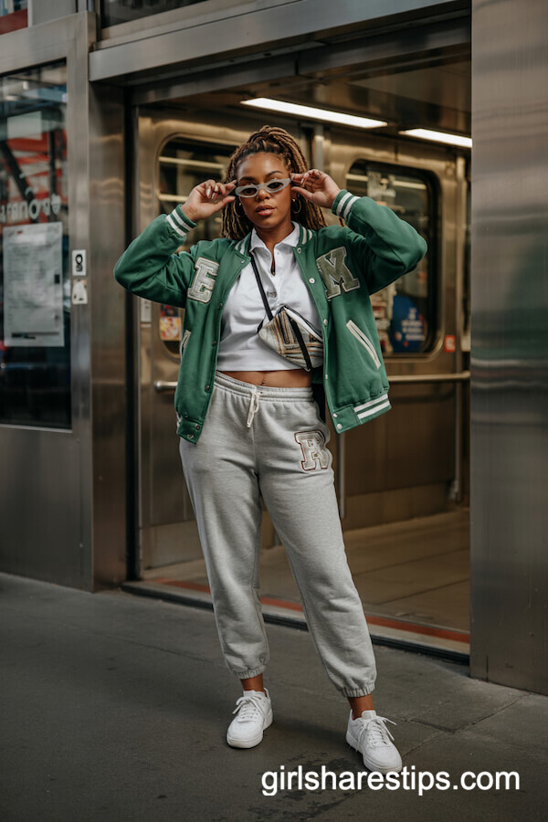Varsity Jacket and Jogger Set Outfit