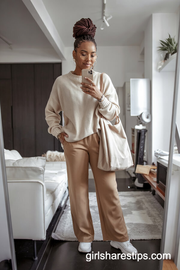 Oversized Knit and Wide-Leg Trousers