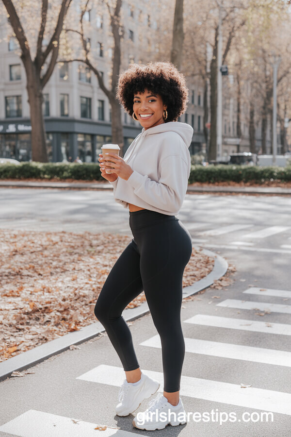 Cropped White Hoodie with High-Waisted Leggings