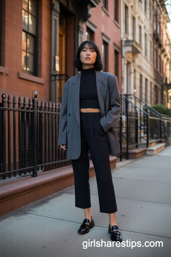 Oversized Blazer & Navy Loafers