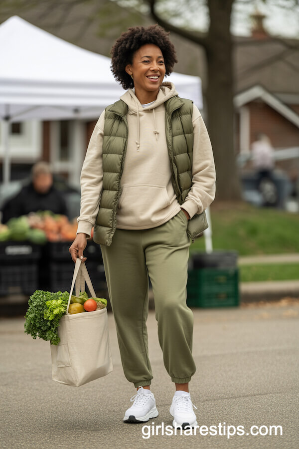 Oatmeal Hoodie & Olive Joggers
