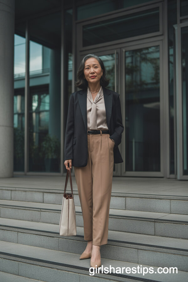 Tailored Blazer & Silk Blouse
