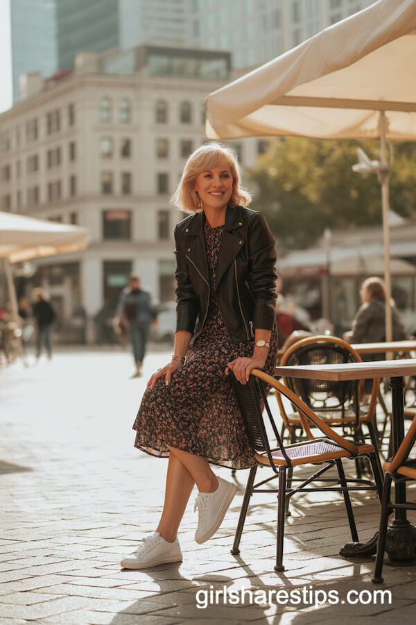 Leather Jacket Floral Dress