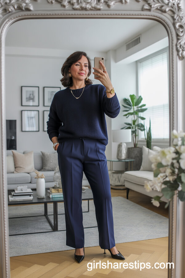 All-Navy Knit Ensemble