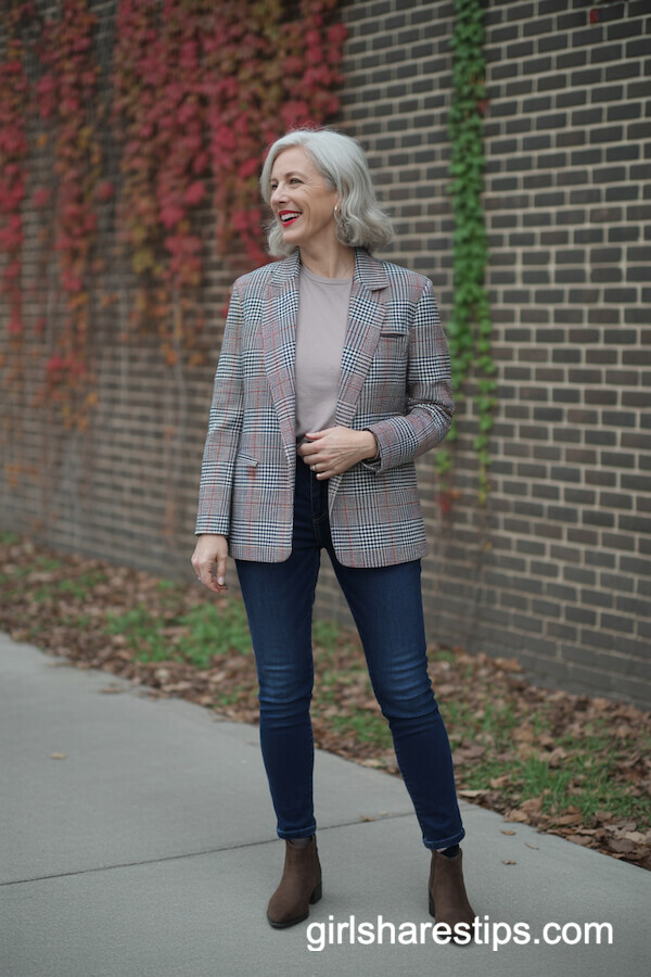 Plaid Blazer & Skinny Jeans