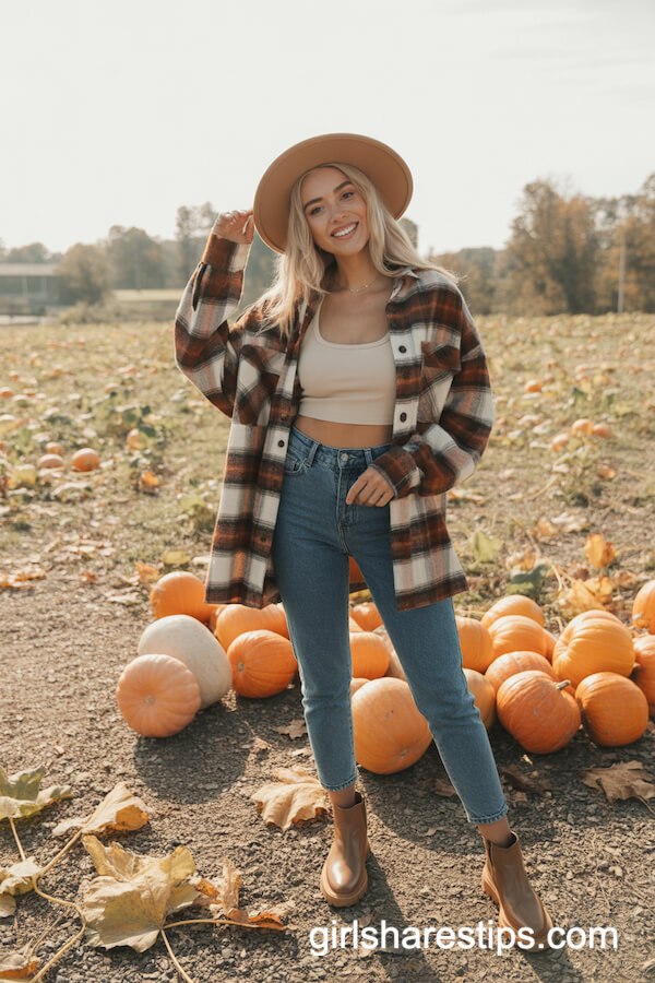 Oversized Plaid Flannel with Jeans & Ankle Boots