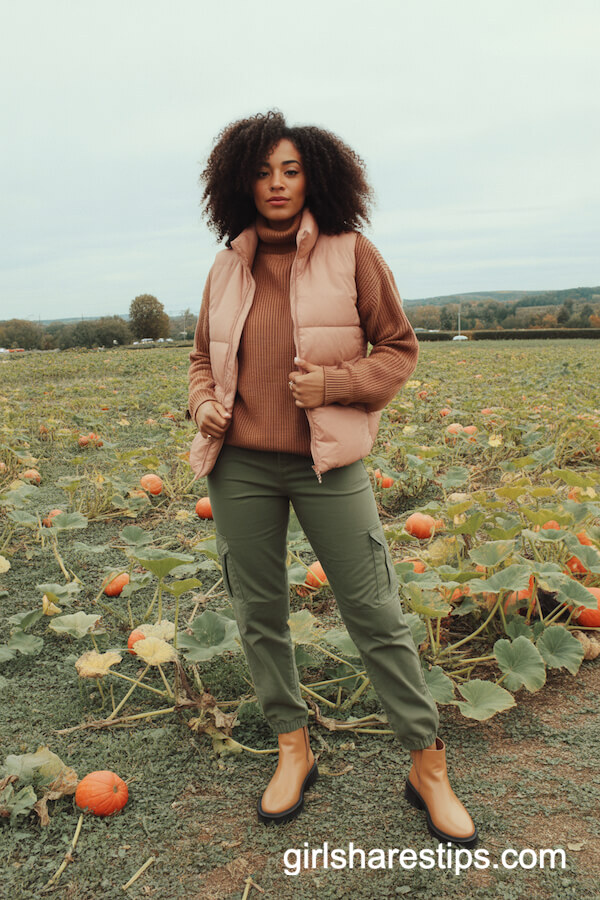 Olive Cargo Pants & Cinnamon Sweater