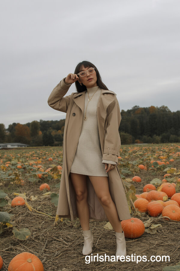 Trench Coat & Sweater Dress