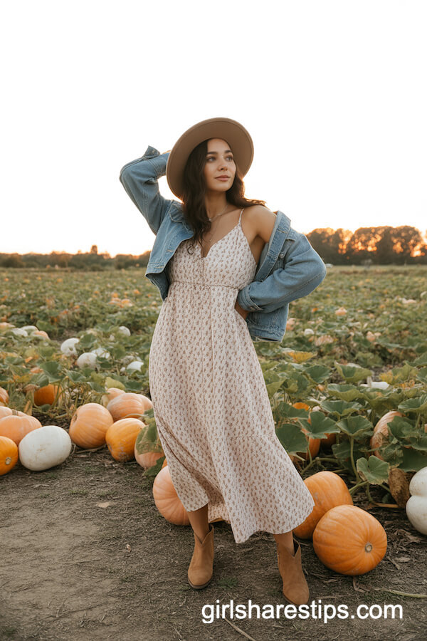 Bohemian Maxi Dress & Denim Jacket