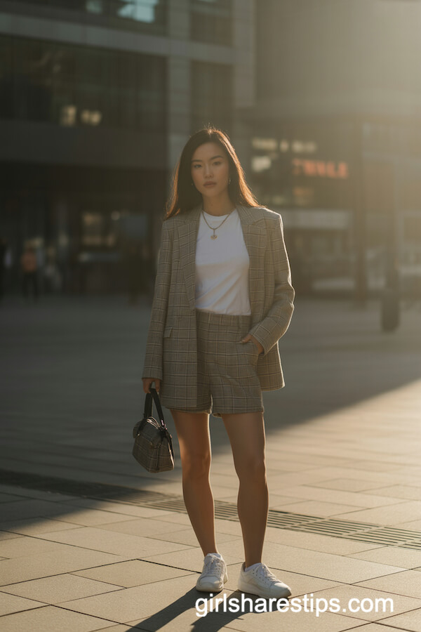 Plaid Shorts & Blazer