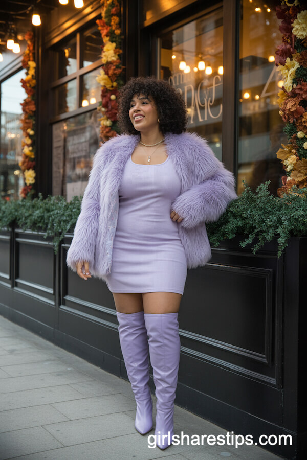 Pastel Faux Fur & Thigh-High Boots