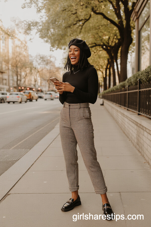 Plaid Pants & Turtleneck Combo