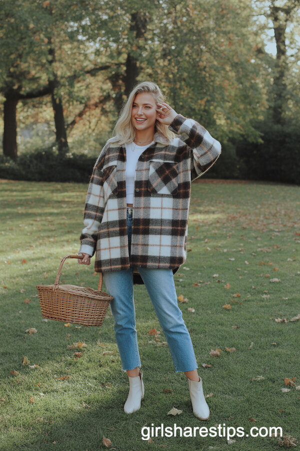 Cozy Plaid Shacket with Blue Jeans