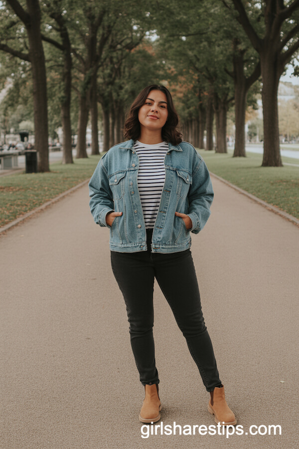Classic Denim Jacket & Striped Tee