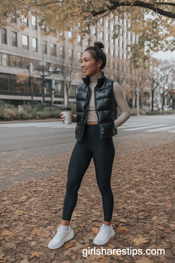 Sleek Puffer Vest & Turtleneck Combo