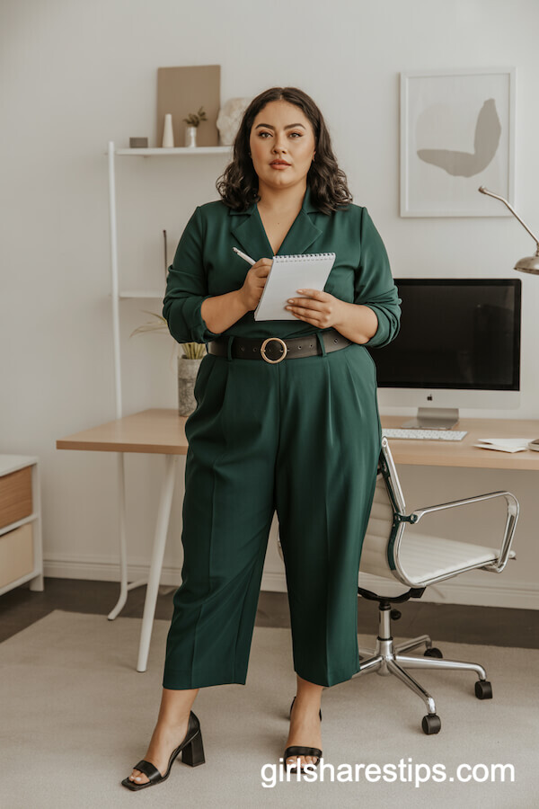 Dark Green Tailored Jumpsuit