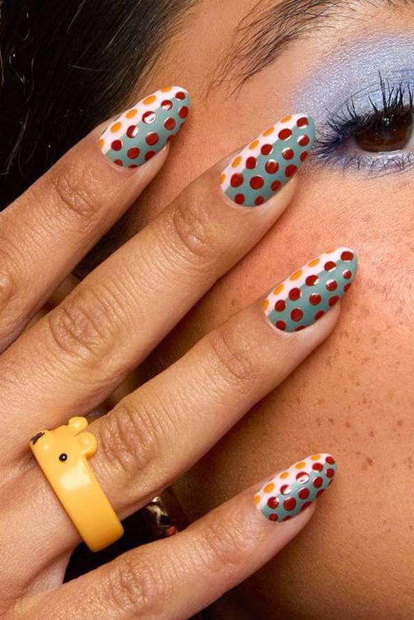 Colorful Retro Polka Dot Nails