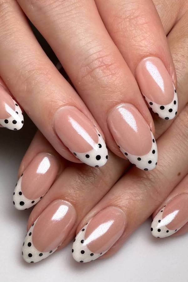 Black Polka Dot French Tips