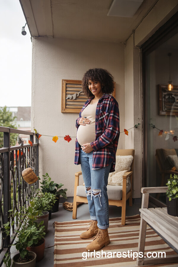 Flannel Shirt With Ripped Maternity Jeans