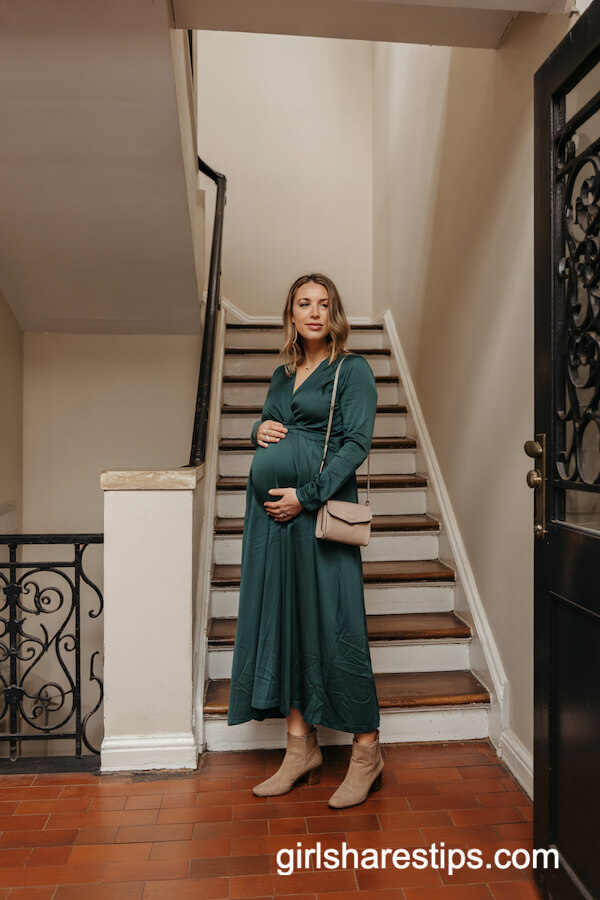 Deep Green Wrap Dress Chic Style