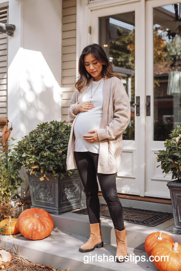 Cozy Cardigan With Leggings & Suede Boots