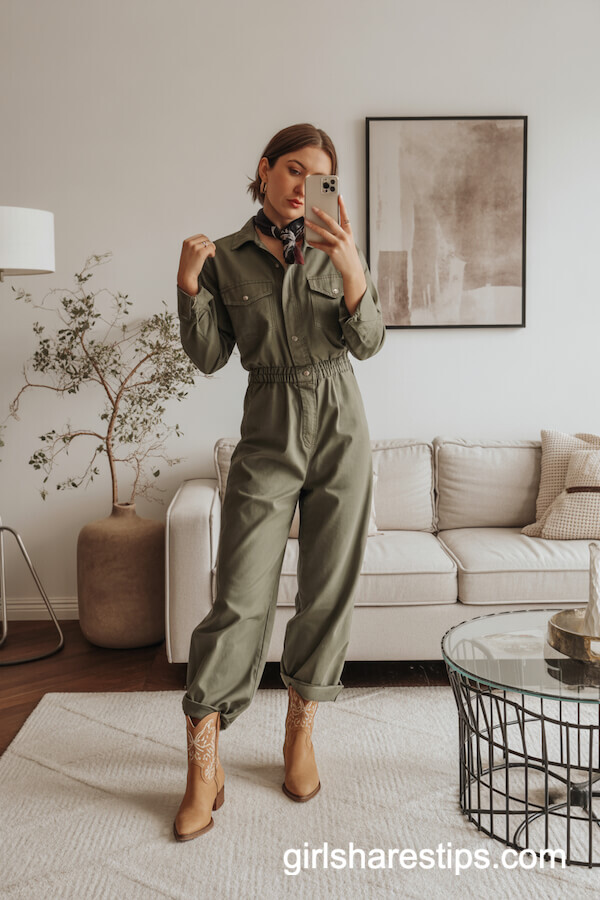 Olive Utility Jumpsuit