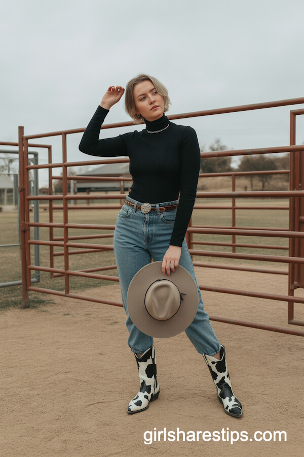 Black Turtleneck & Boyfriend Jeans