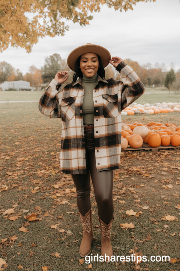 Plaid Shacket & Olive Turtleneck