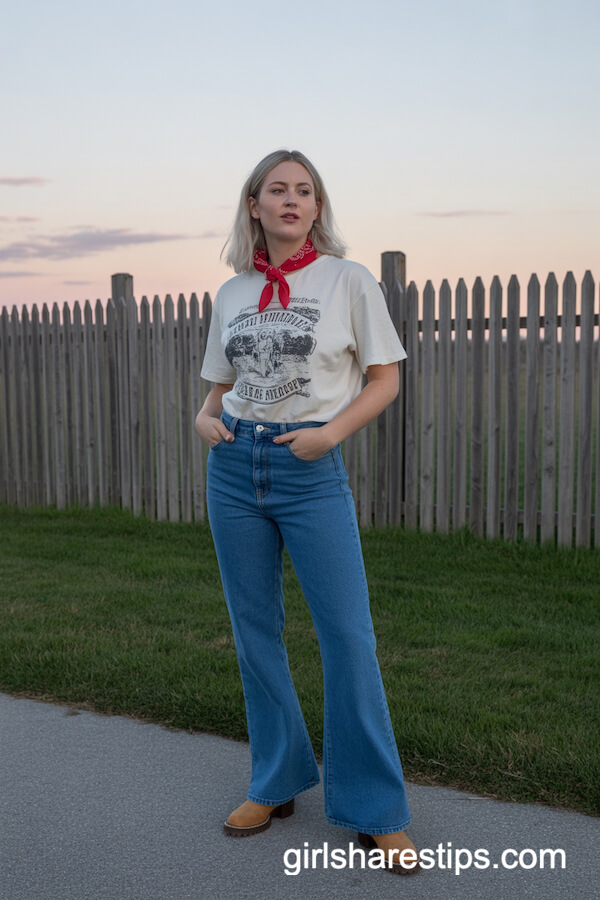 Vintage Tee & Flare Jeans