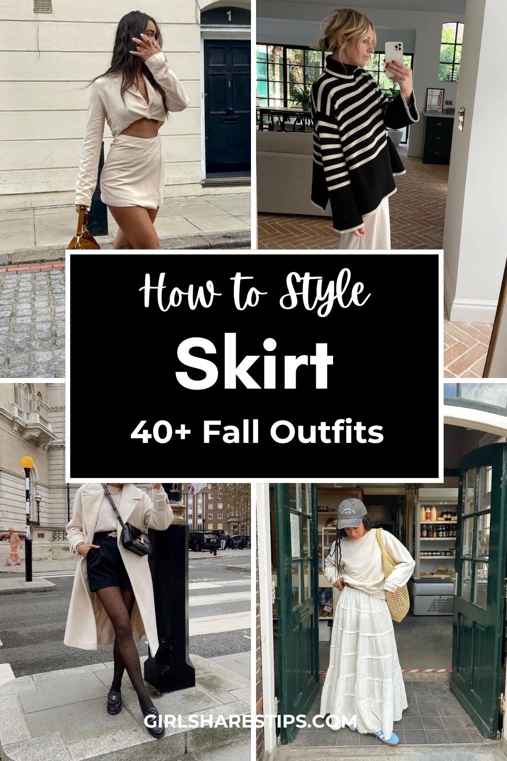 fall skirt outfits collage