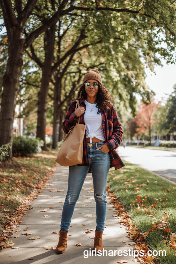 Plaid Flannel and Jeans Autumn Look