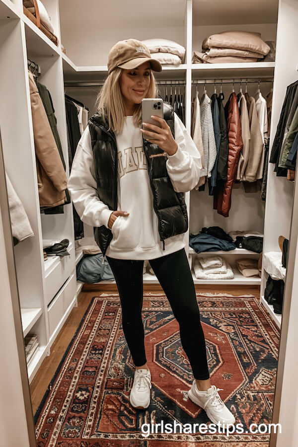 Sweatshirt and Puffer Vest with Leggings