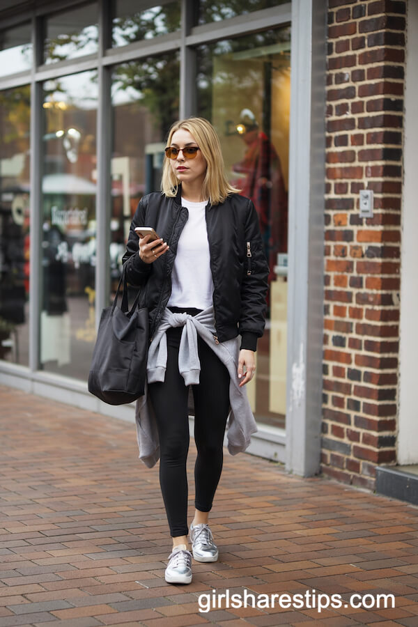 Bomber Jacket and Leggings Errand Outfit