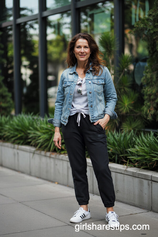 Denim Jacket and Joggers Everyday Comfort