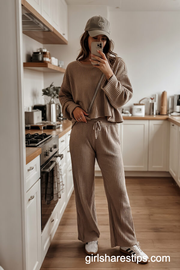 Taupe Knit Set with Cap