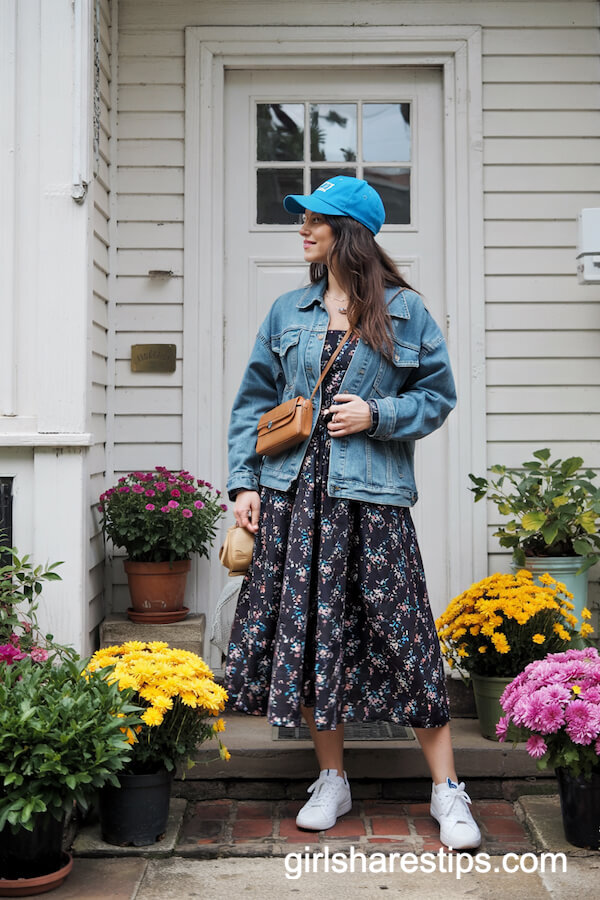 Floral Midi Dress and Denim Jacket