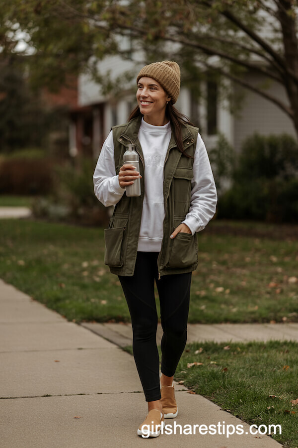 Utility Vest with Sweatshirt and Leggings