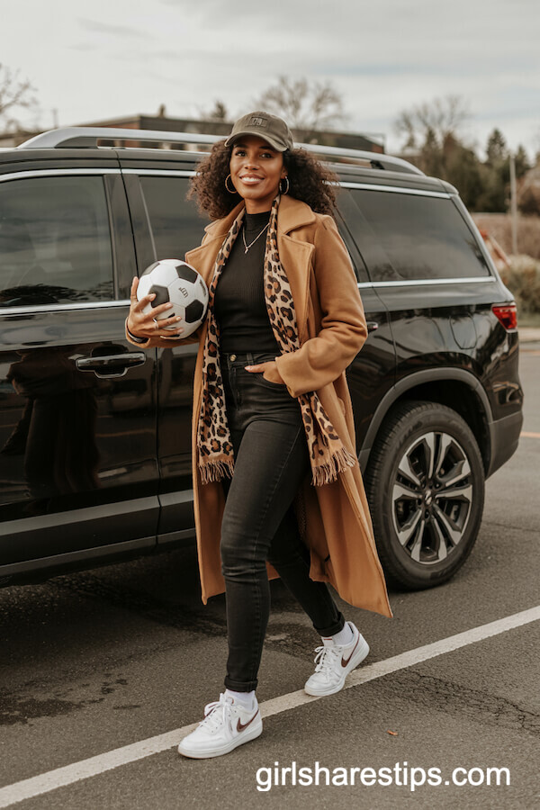 Camel Coat and Leopard Scarf Styling