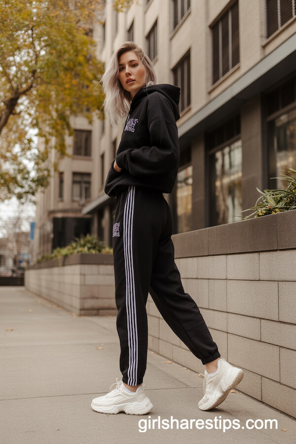 Black Sweatpants with Matching Hoodie