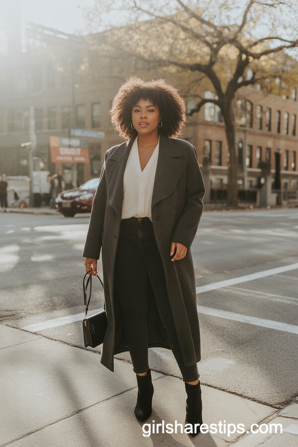 Gray Wool Coat & Black Jeans Look