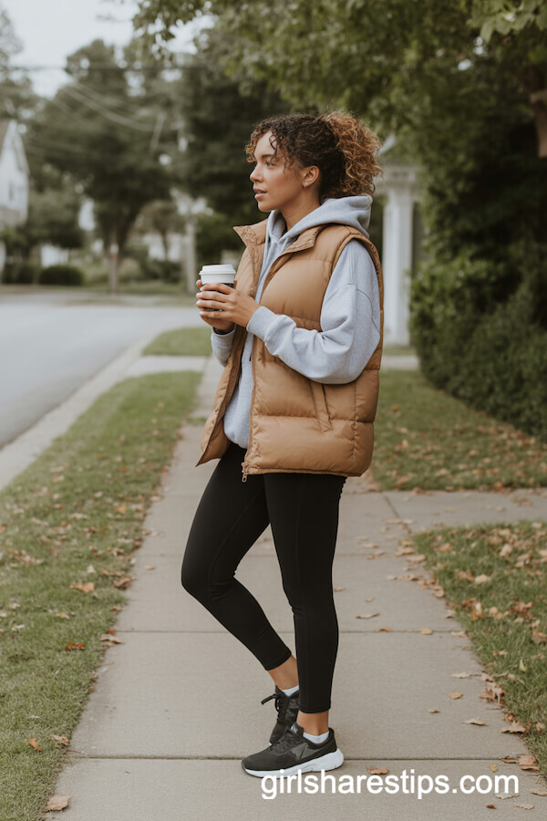 Puffer Vest with Sporty Leggings