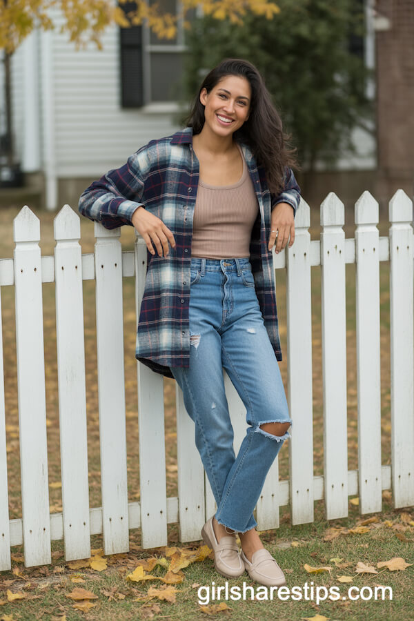 Plaid Flannel with Ripped Jeans