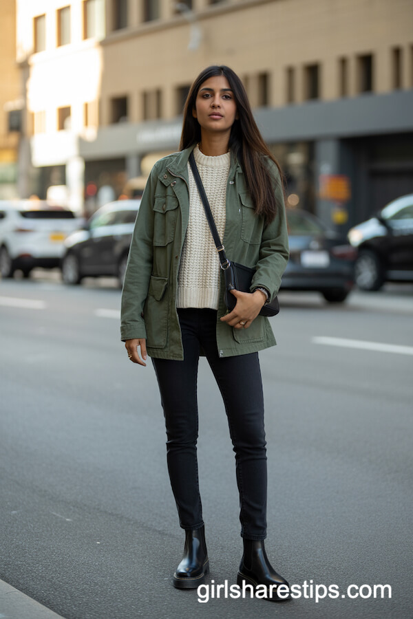Utility Jacket with Skinny Jeans