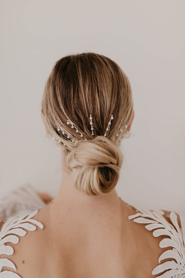 Chic Low Bun with Pearl Accents