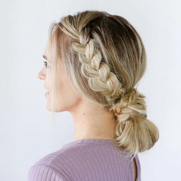 Side Braid Low Bun