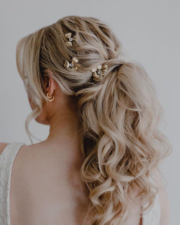 Curly Ponytail with Decorative Clips