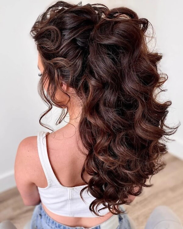 Voluminous Curly Half Up Half Down