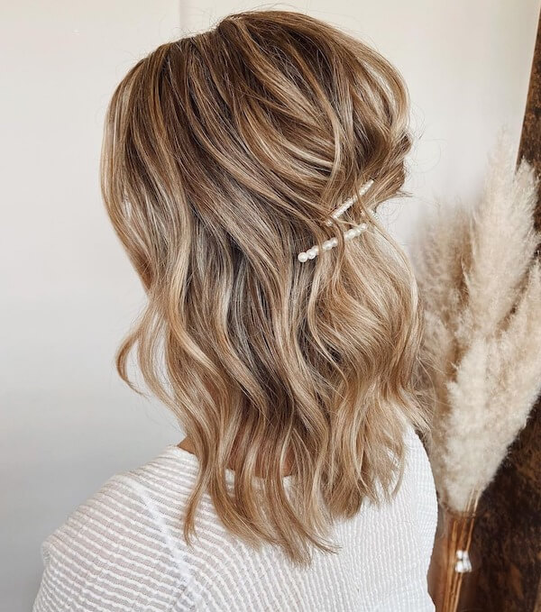 Simple Half-Up with Pearl Pins