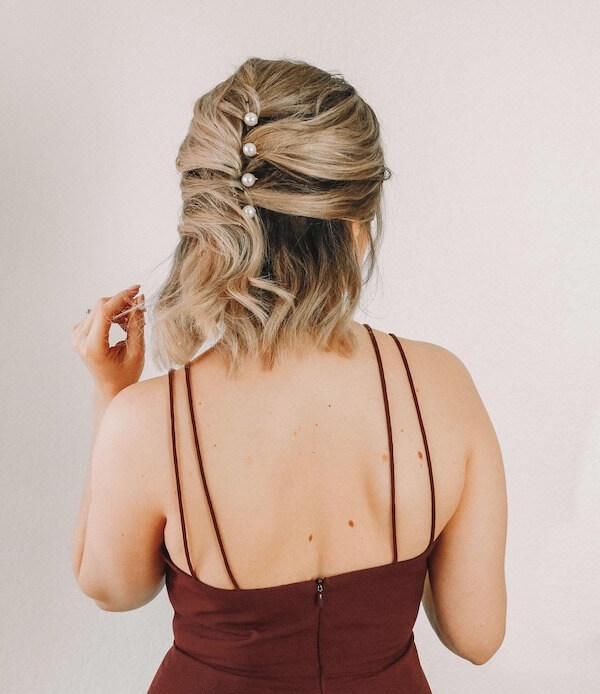 Half-Up Twist with Pearl Pins