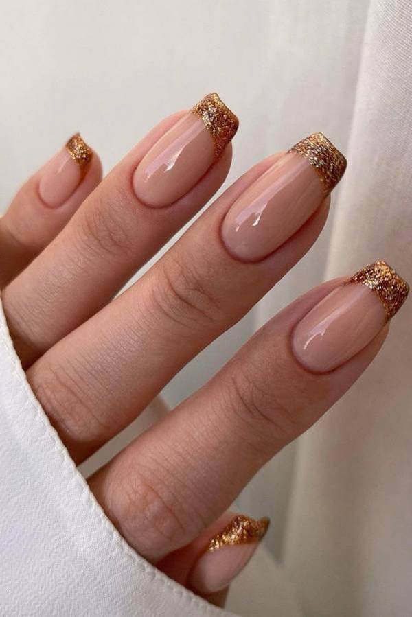 Gold Glitter French Tips